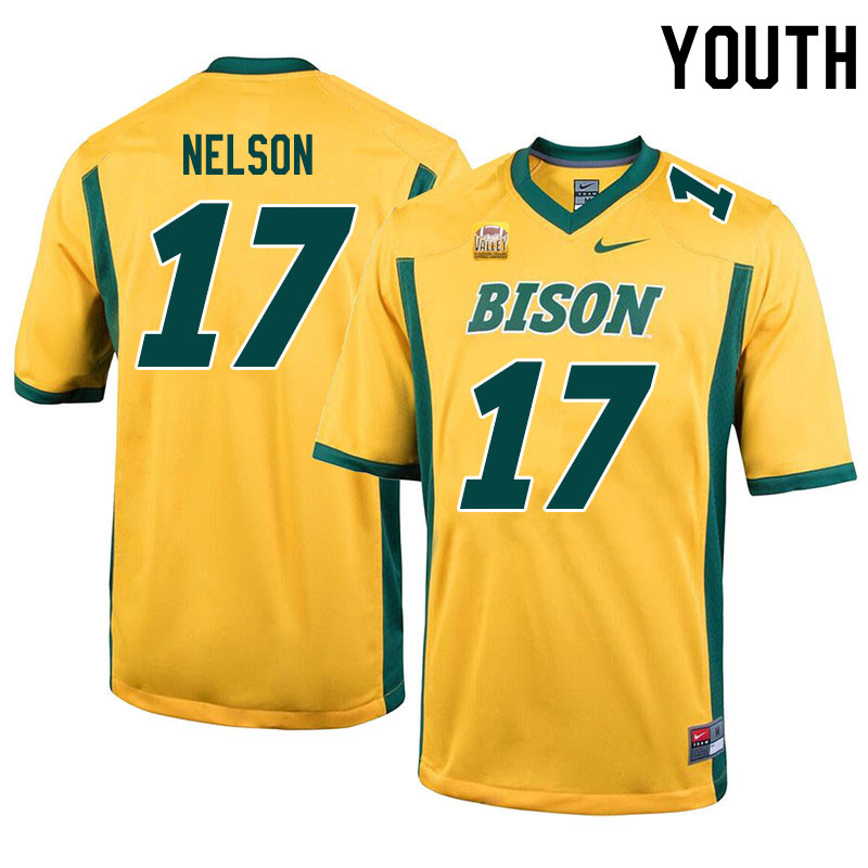Youth #17 RaJa Nelson North Dakota State Bison College Football Jerseys Sale-Yellow